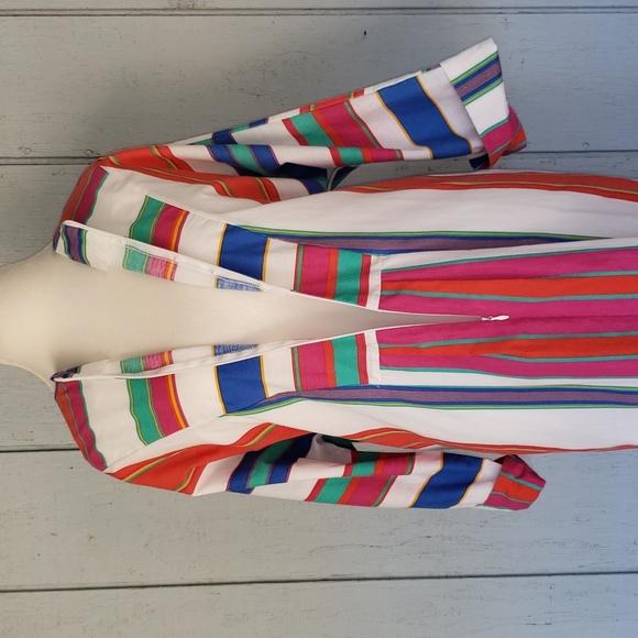 Vintage Christian Dior House Dress Colorful Stripe - Picture 4 of 15
